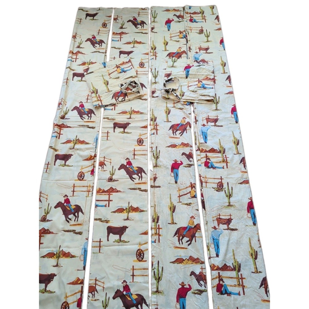 Sweet Jojo Designs Cowboy Western 4 Curtain Panels 84x40 + 2 Valances&2Tie Backs